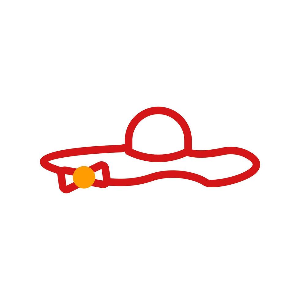 sombrero icono duotono amarillo rojo verano playa símbolo ilustración. vector