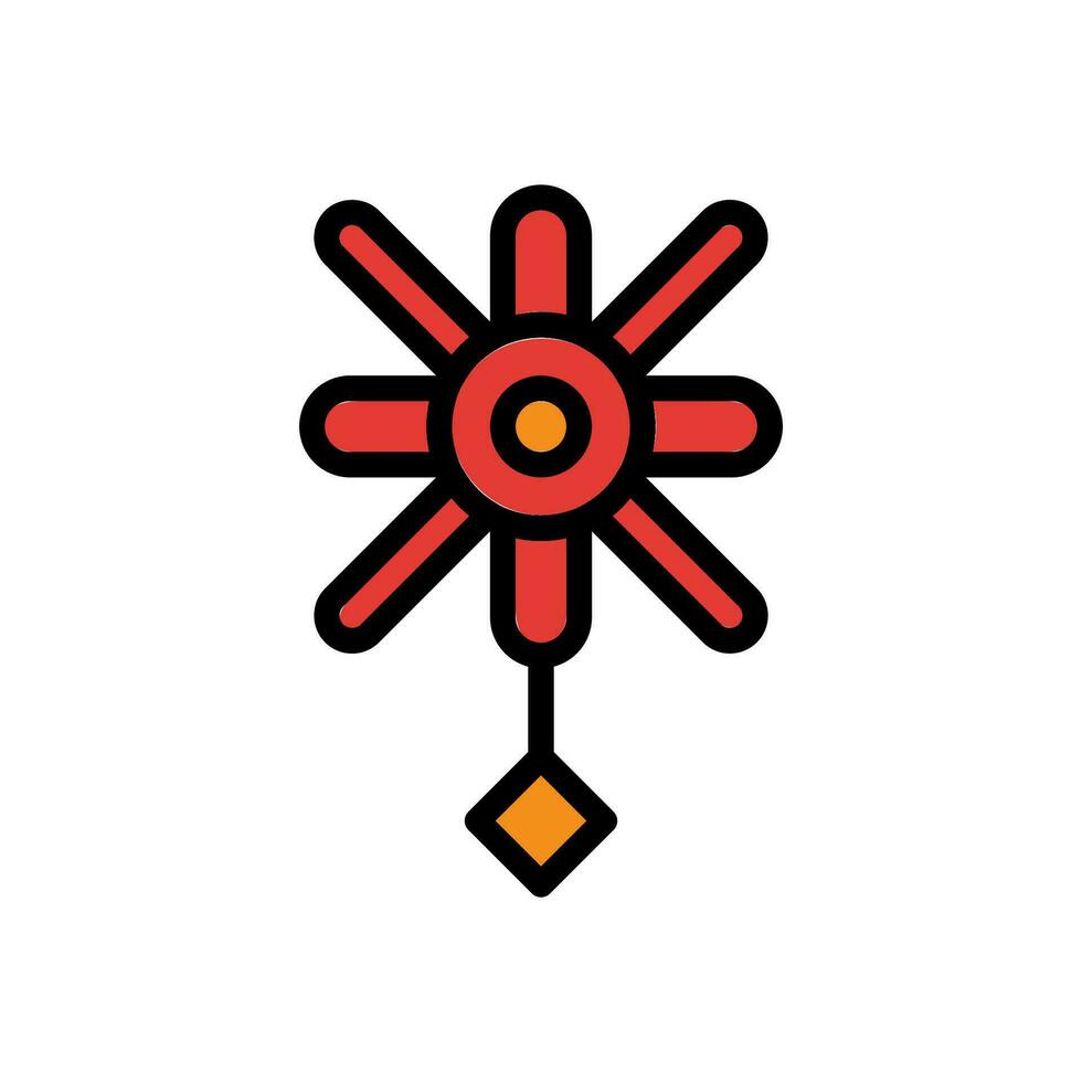 decoración icono de colores contorno rojo naranja color chino nuevo año símbolo Perfecto. vector
