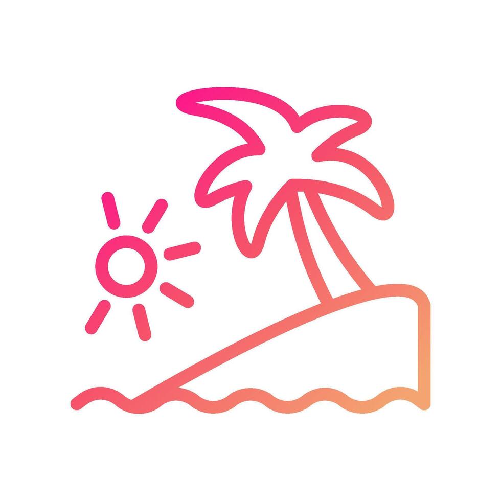 isla icono degradado rosado amarillo verano playa símbolo ilustración. vector