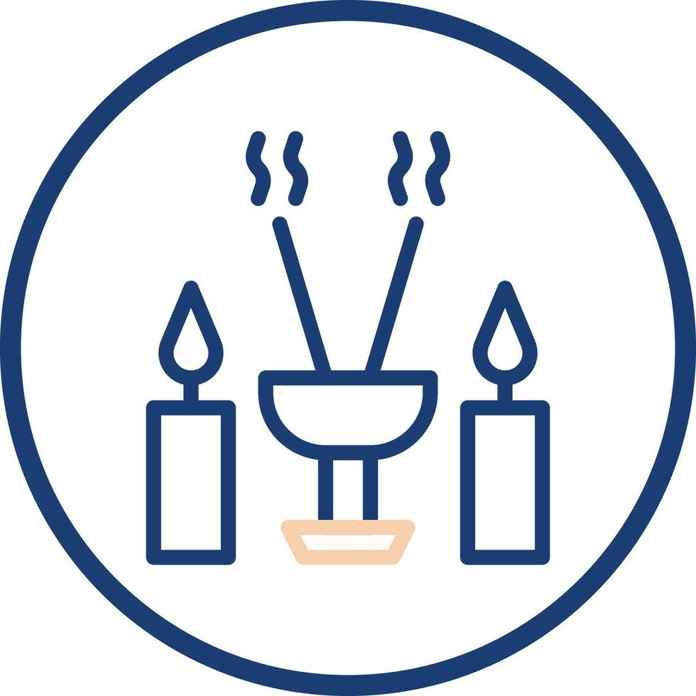 Incense icon line rounded beige blue colour chinese new year symbol perfect. vector