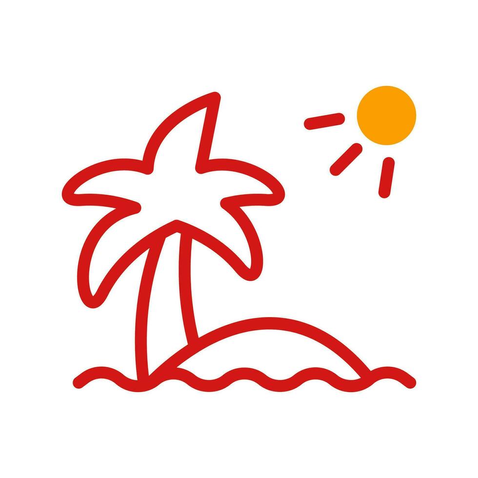 Island icon duotone yellow red summer beach symbol illustration. vector
