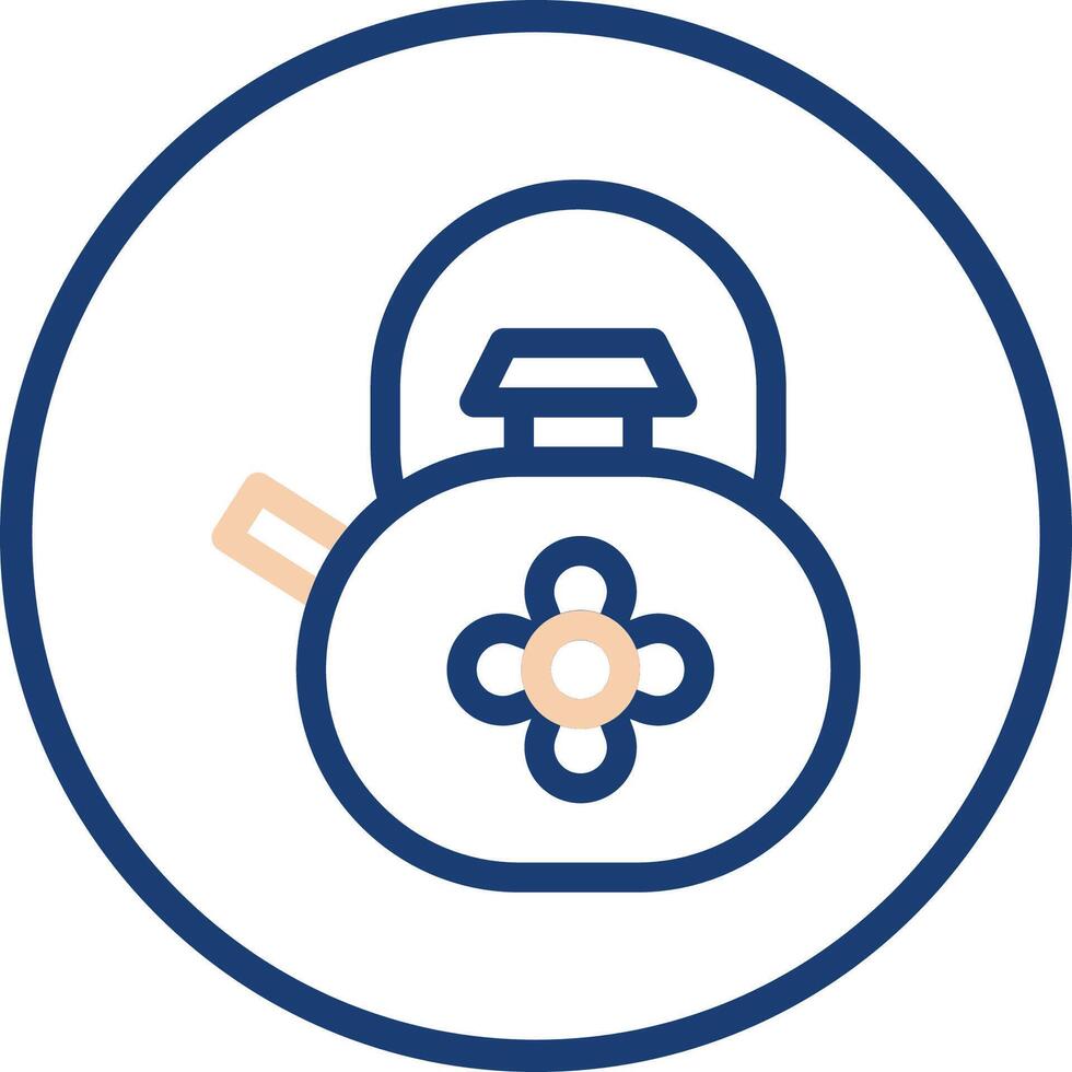 Teapot icon line rounded beige blue colour chinese new year symbol perfect. vector