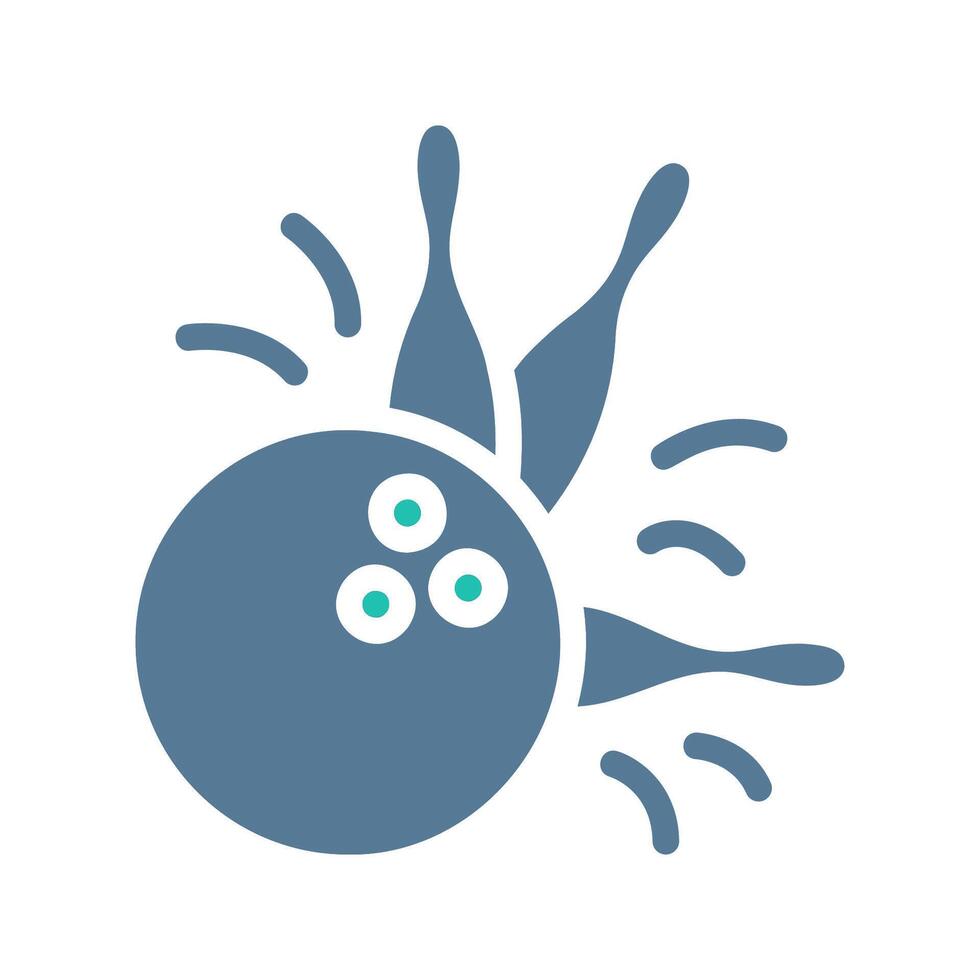 Bowling icon solid green light grey sport symbol illustration. vector