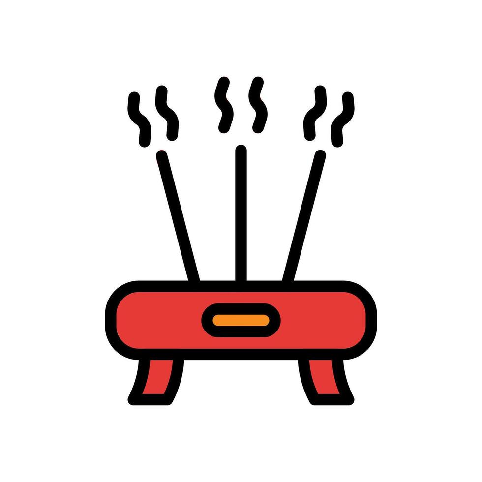 Incense icon colored outline red orange colour chinese new year symbol perfect. vector