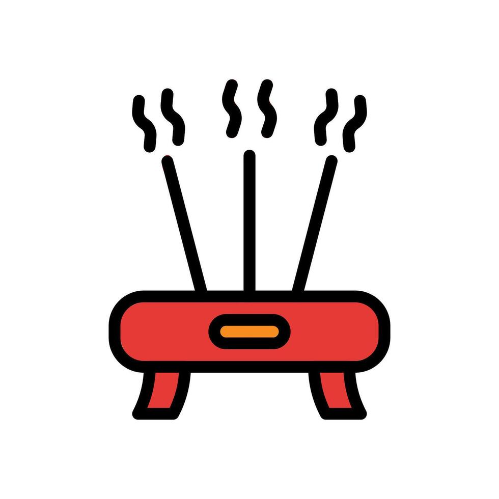 Incense icon colored outline red orange colour chinese new year symbol perfect. vector