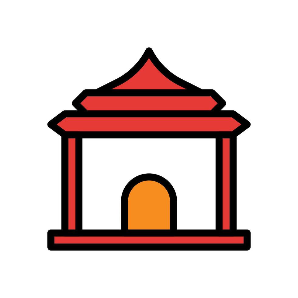 Arch icon colored outline red orange colour chinese new year symbol perfect. vector