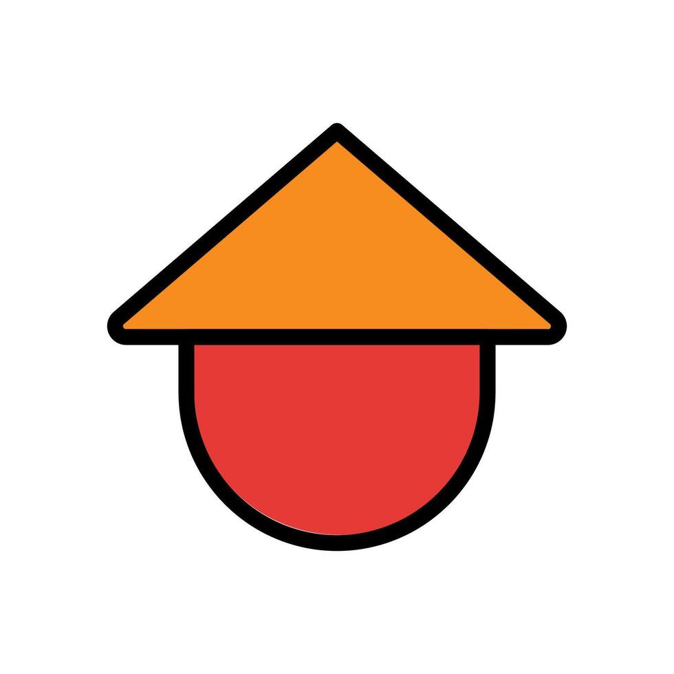 sombrero icono de colores contorno rojo naranja color chino nuevo año símbolo Perfecto. vector