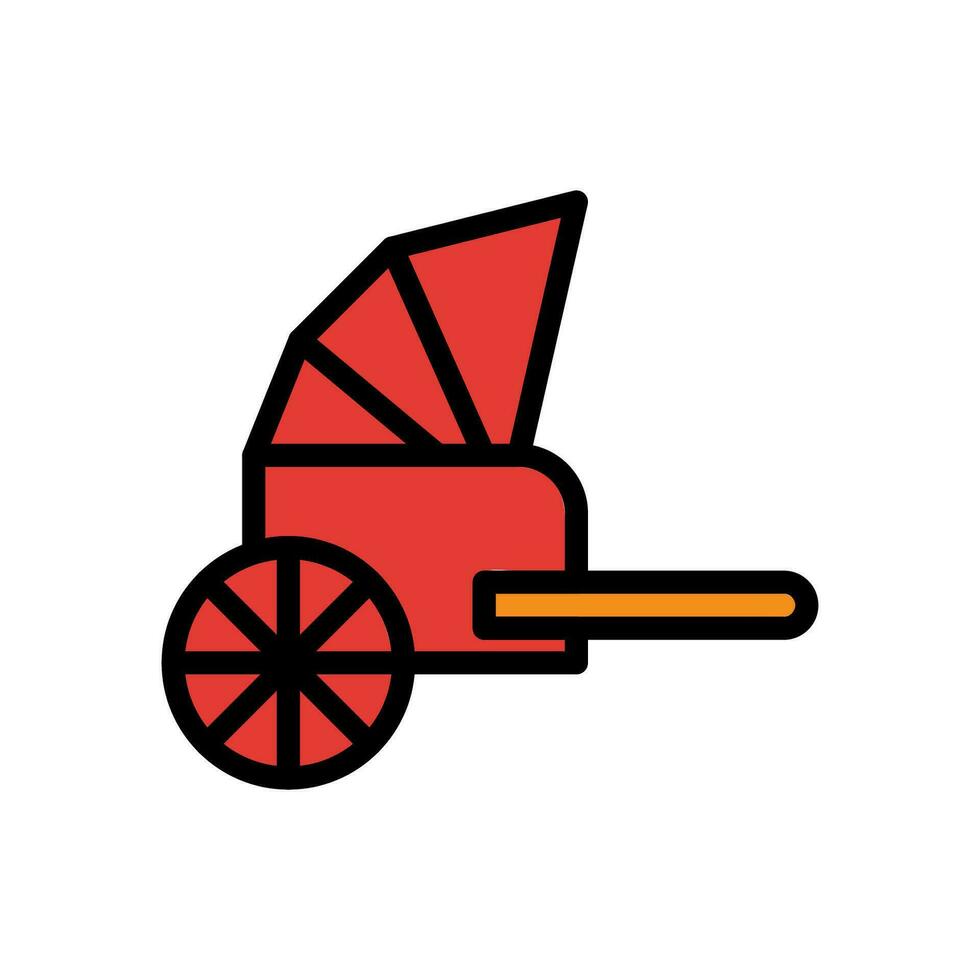 Rickshaw icon colored outline red orange colour chinese new year symbol perfect. vector