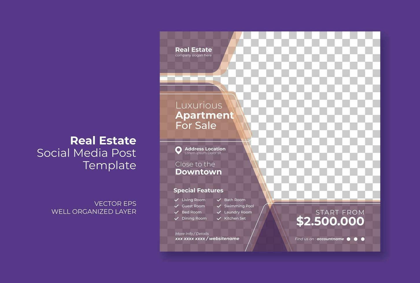 Real estate or property trendy editable template. house for sale social media post template vector