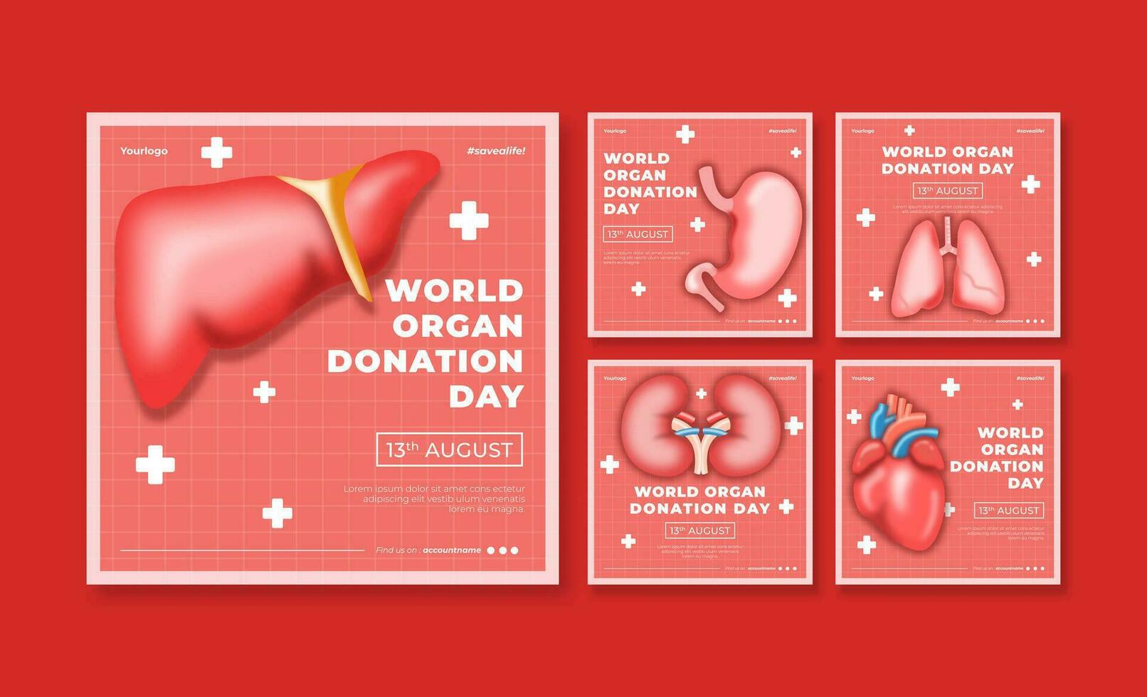 World organ donation day social media post. Social media template. Trendy editable social media template vector