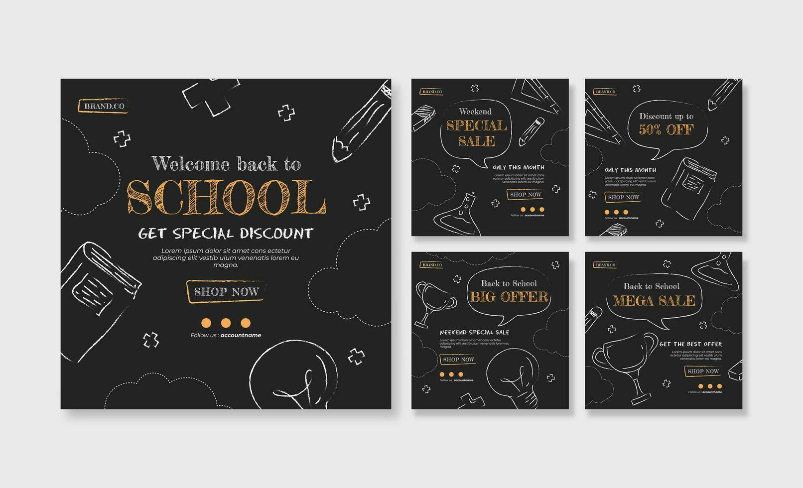 Back to school social media post. Colorful social media template. Trendy editable social media template vector