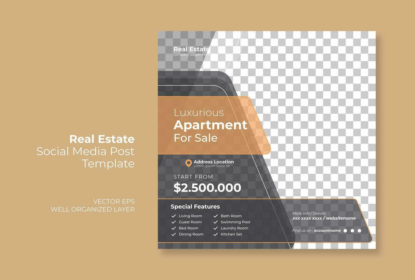 Real estate or property trendy editable template. house for sale social media post template vector