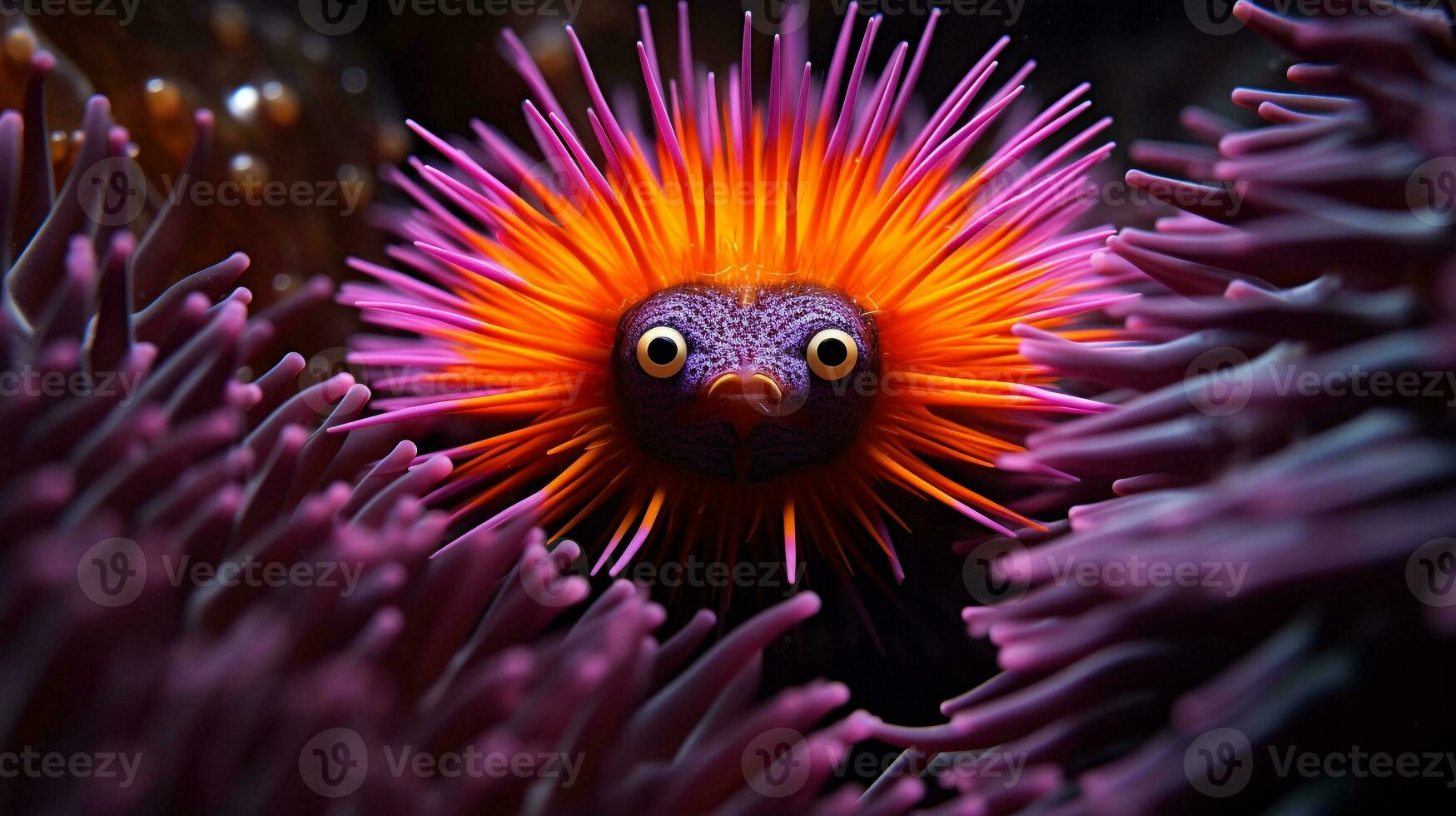 Wildlife photography of Photo of Urchin. Generative AI