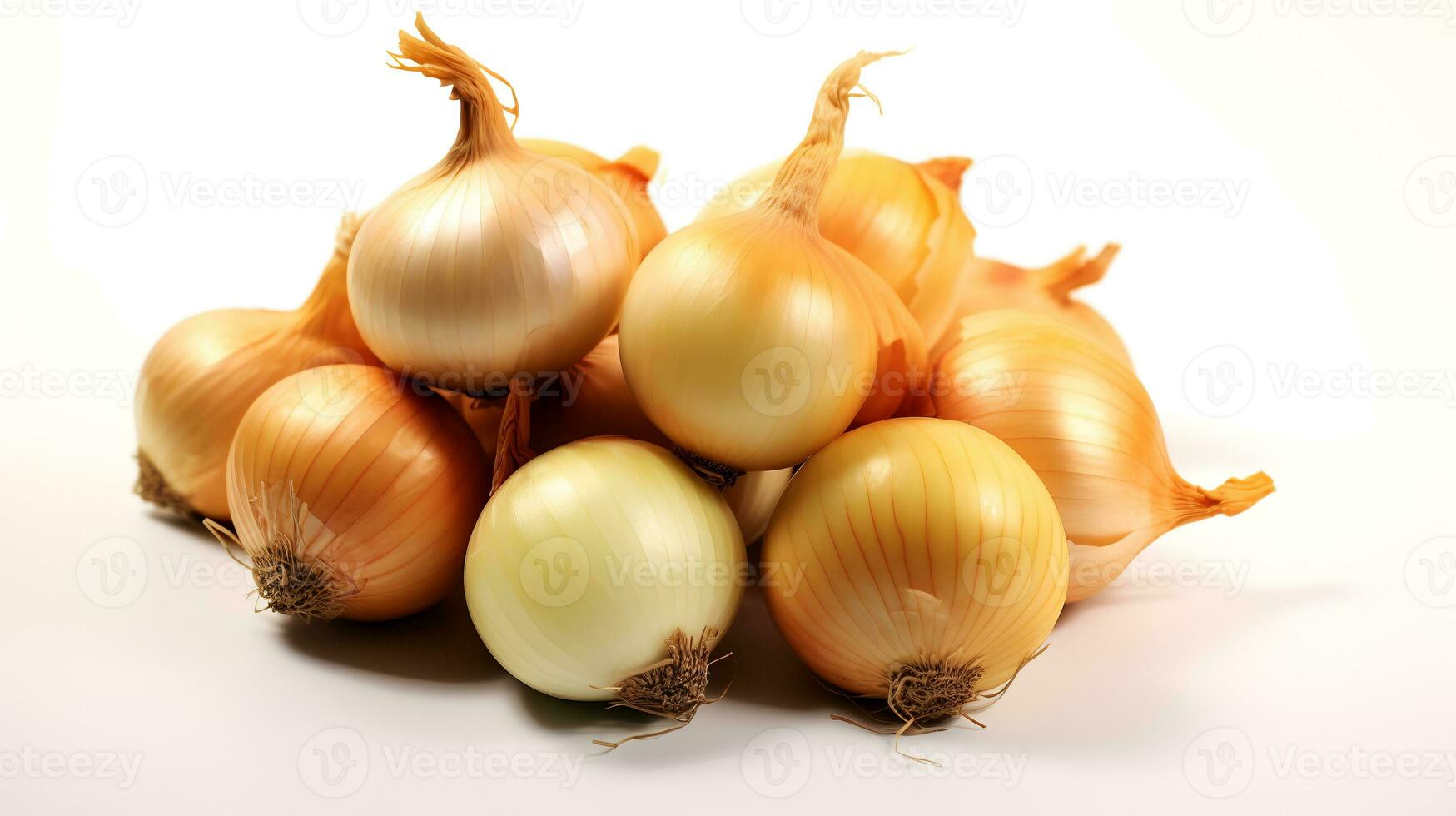 Photo of Onions isolated on white background. generative ai