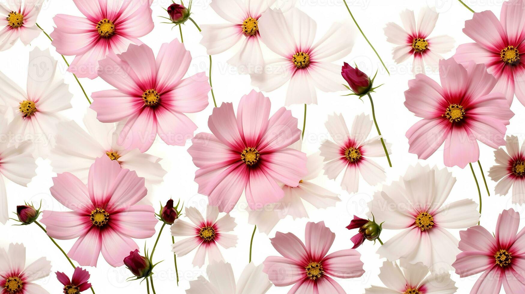 Cosmos flower patterned background. Flower texture background. Generative AI photo