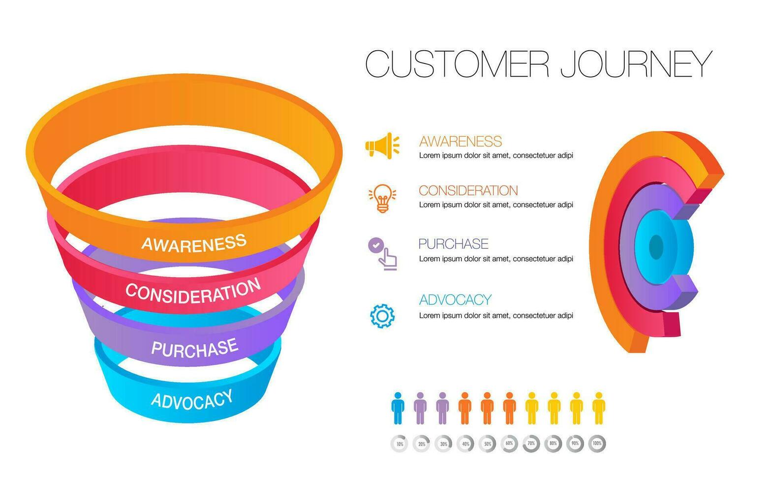 funnel infographic template 4 step for business direction vector