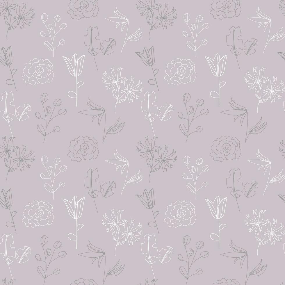 flower doodle line pattern background for textile, fabric, wallpaper vector