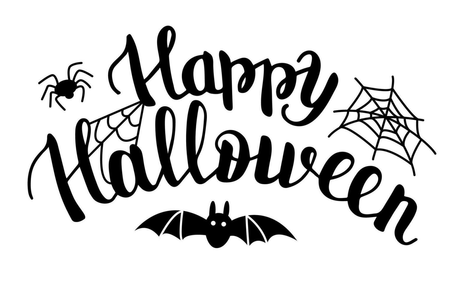 Festive phrase for Halloween party decoration. Hand written Happy Halloween text. Halloween holiday lettering. vector
