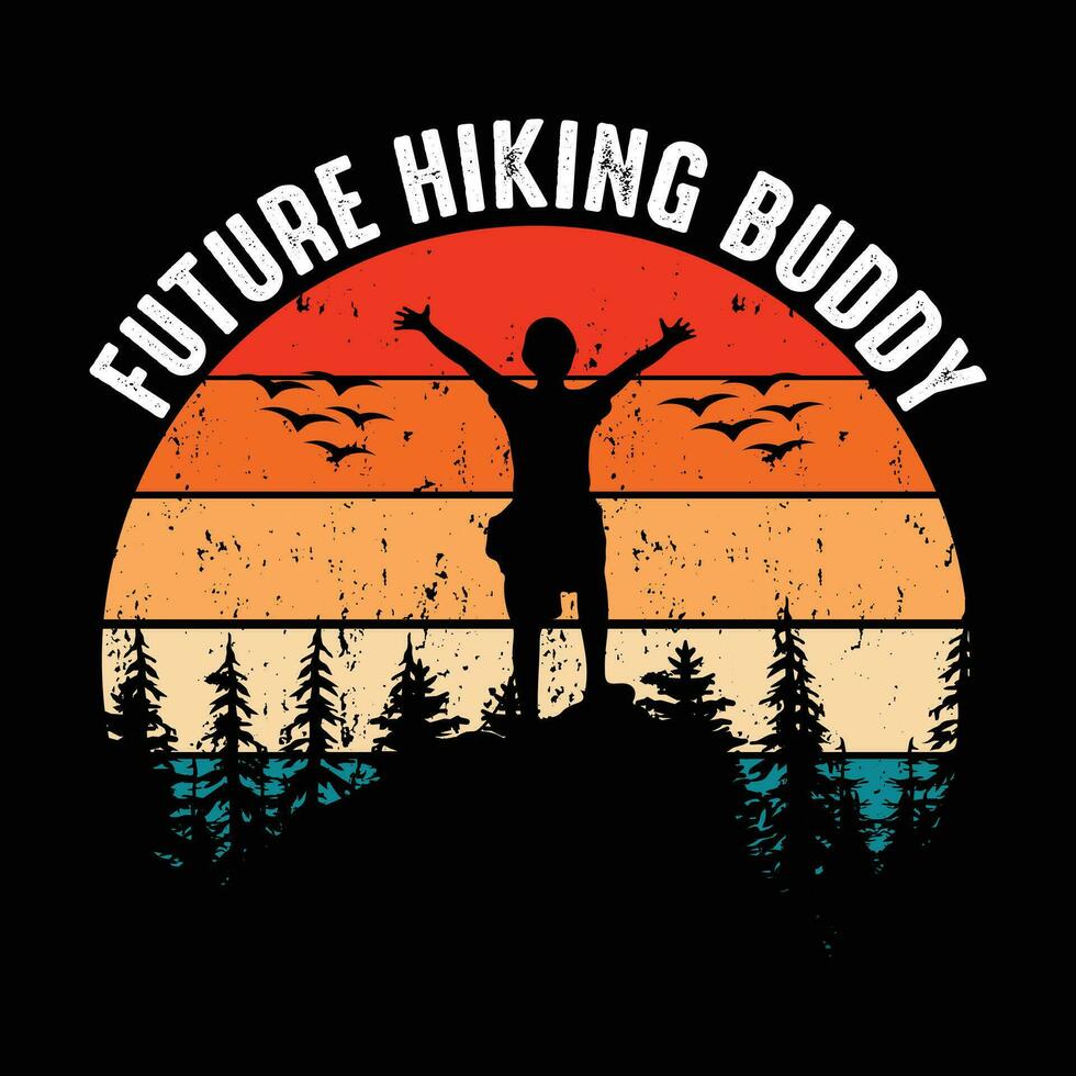 Hiking adventure wild nature vintage t-shirt design vector