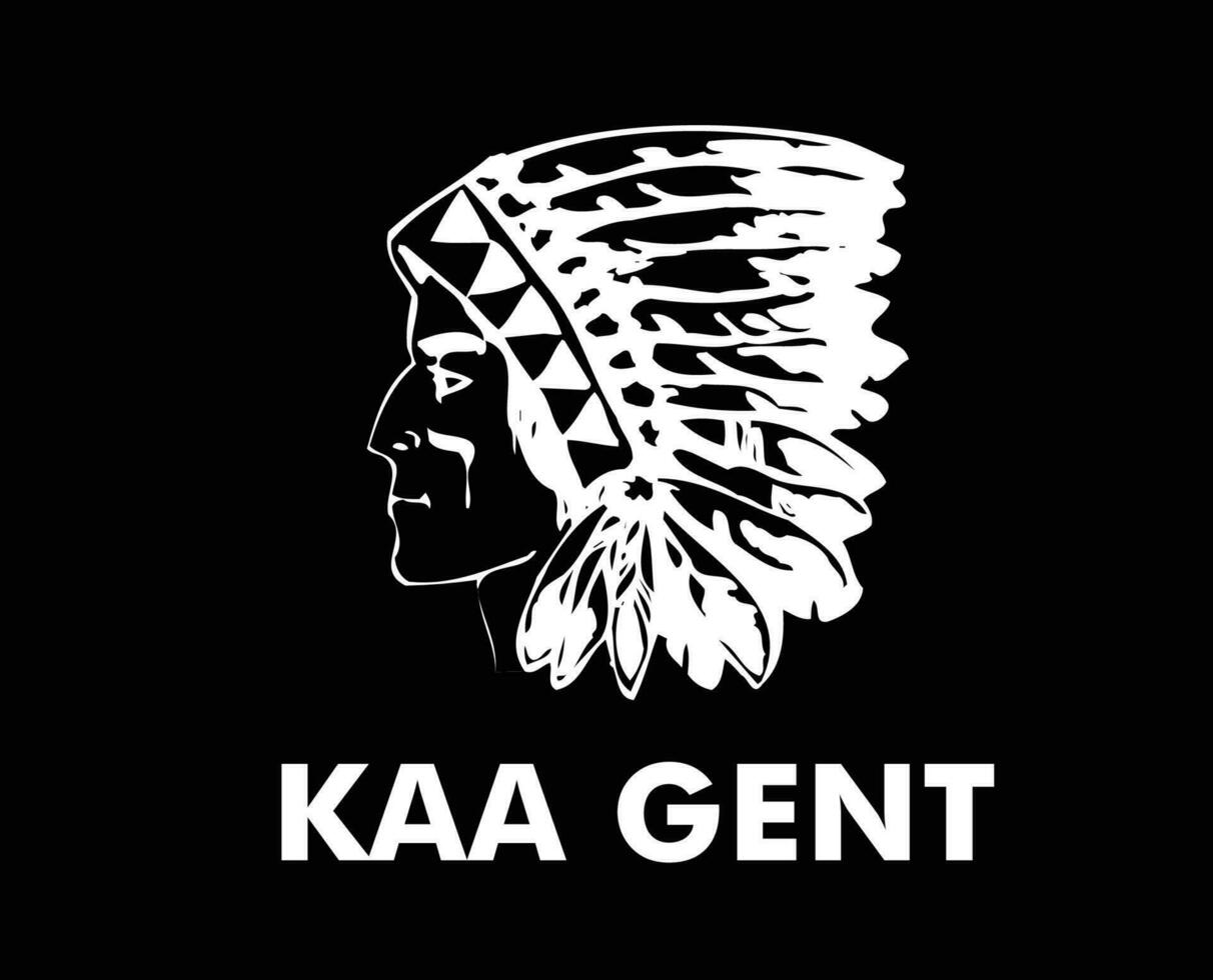 KAA Gent Club Symbol Logo White Belgium League Football Abstract Design Vector Illustration With Black Background