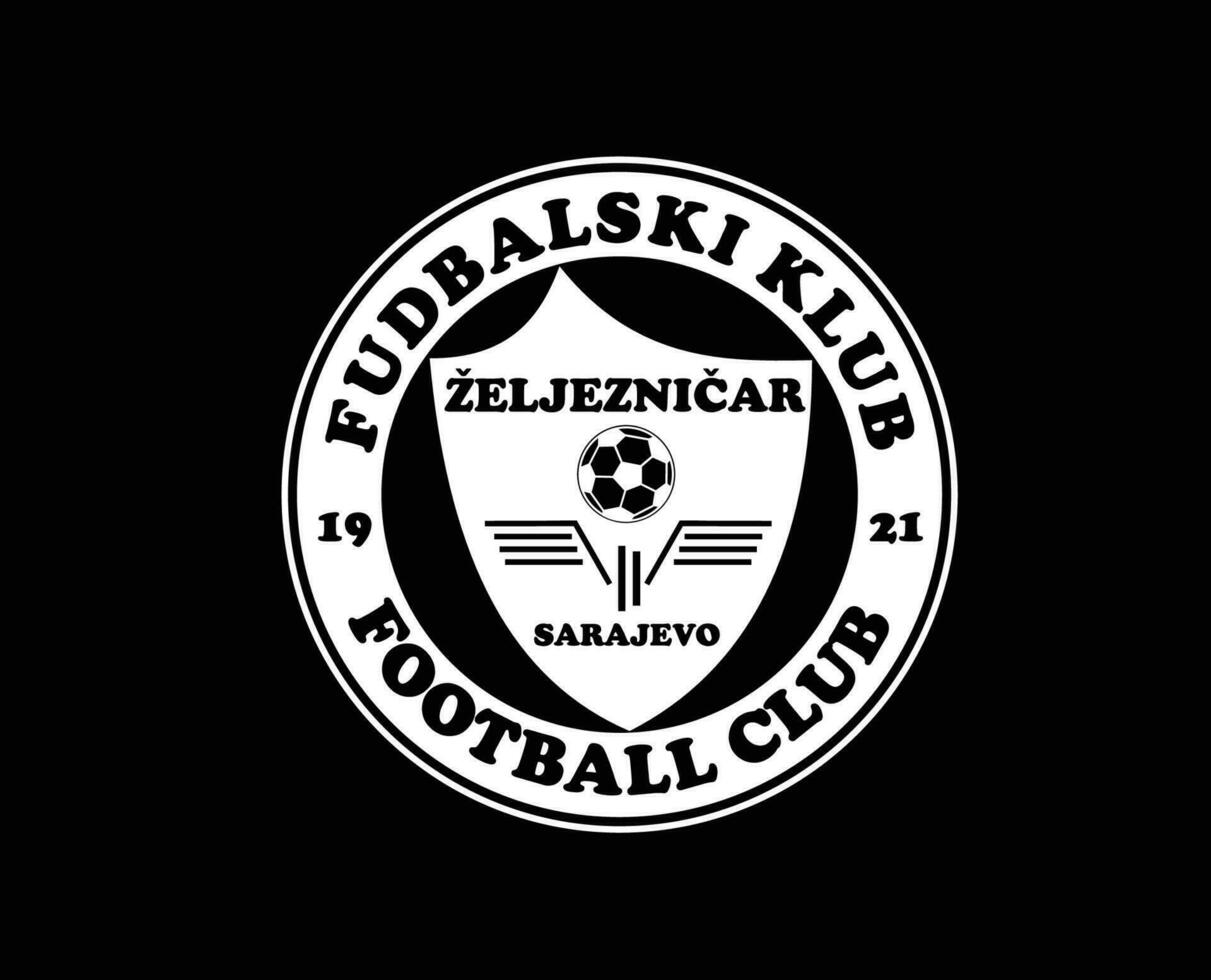 fk zeljeznicar club logo símbolo blanco bosnia herzegovina liga fútbol americano resumen diseño vector ilustración con negro antecedentes