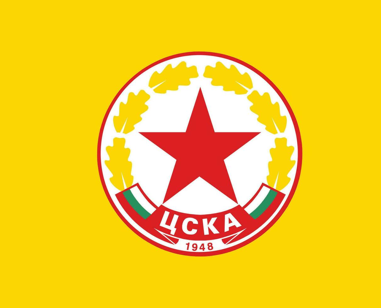 CSKA Sofia Club Symbol Logo Bulgarie League Football Abstract Design Vector Illustration With Yellow Background