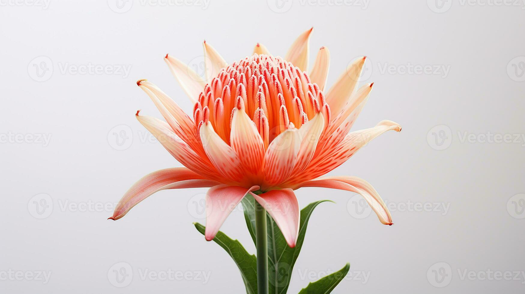 Photo of beautiful Torch Lily flower isolated on white background. Generative AI