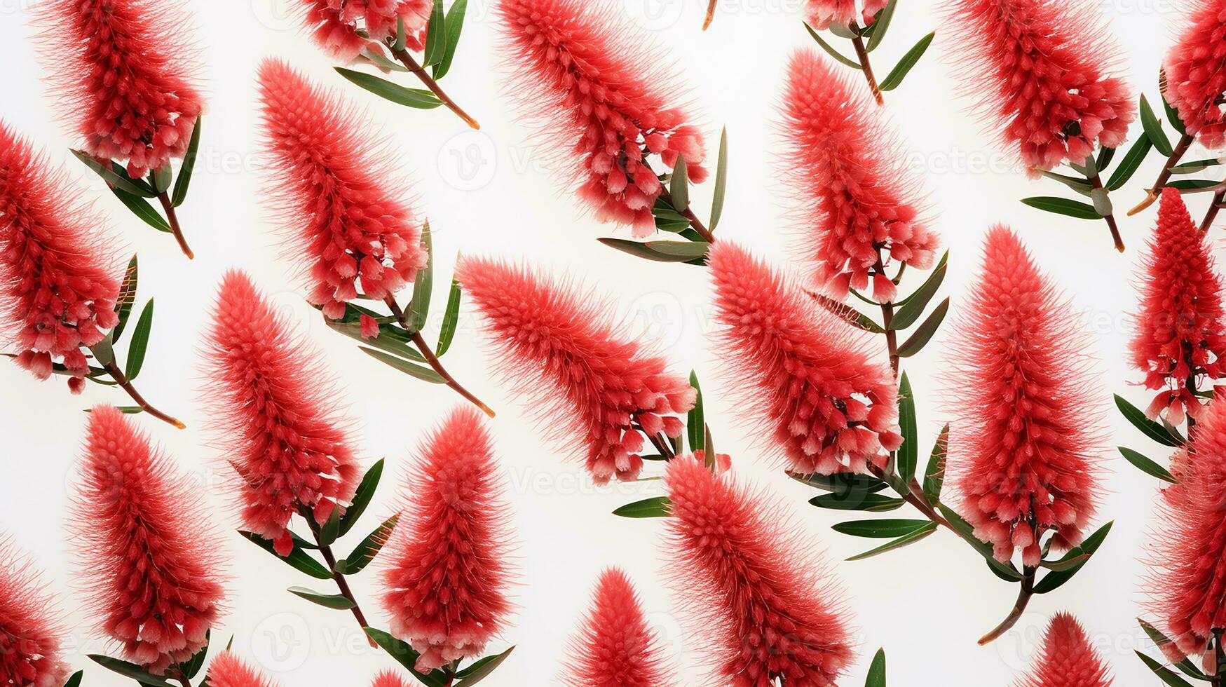 Bottlebrush flower pattern background. Flower background texture. Generative AI photo