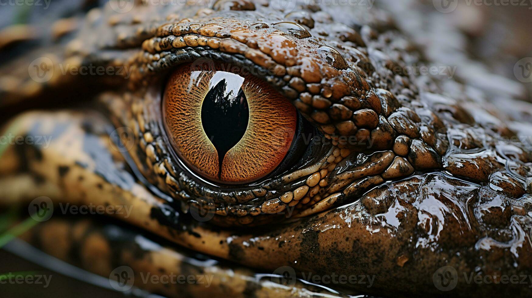 Close-up photo of a Crocodile looking in their habitat. Generative AI