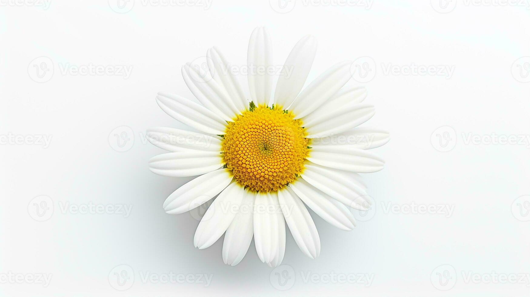 Photo of beautiful Daisy flower isolated on white background. Generative AI