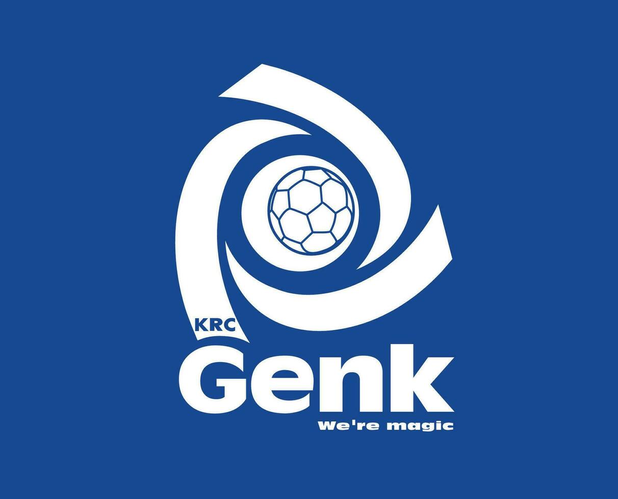 krc Genk club logo símbolo Bélgica liga fútbol americano resumen diseño vector ilustración con azul antecedentes