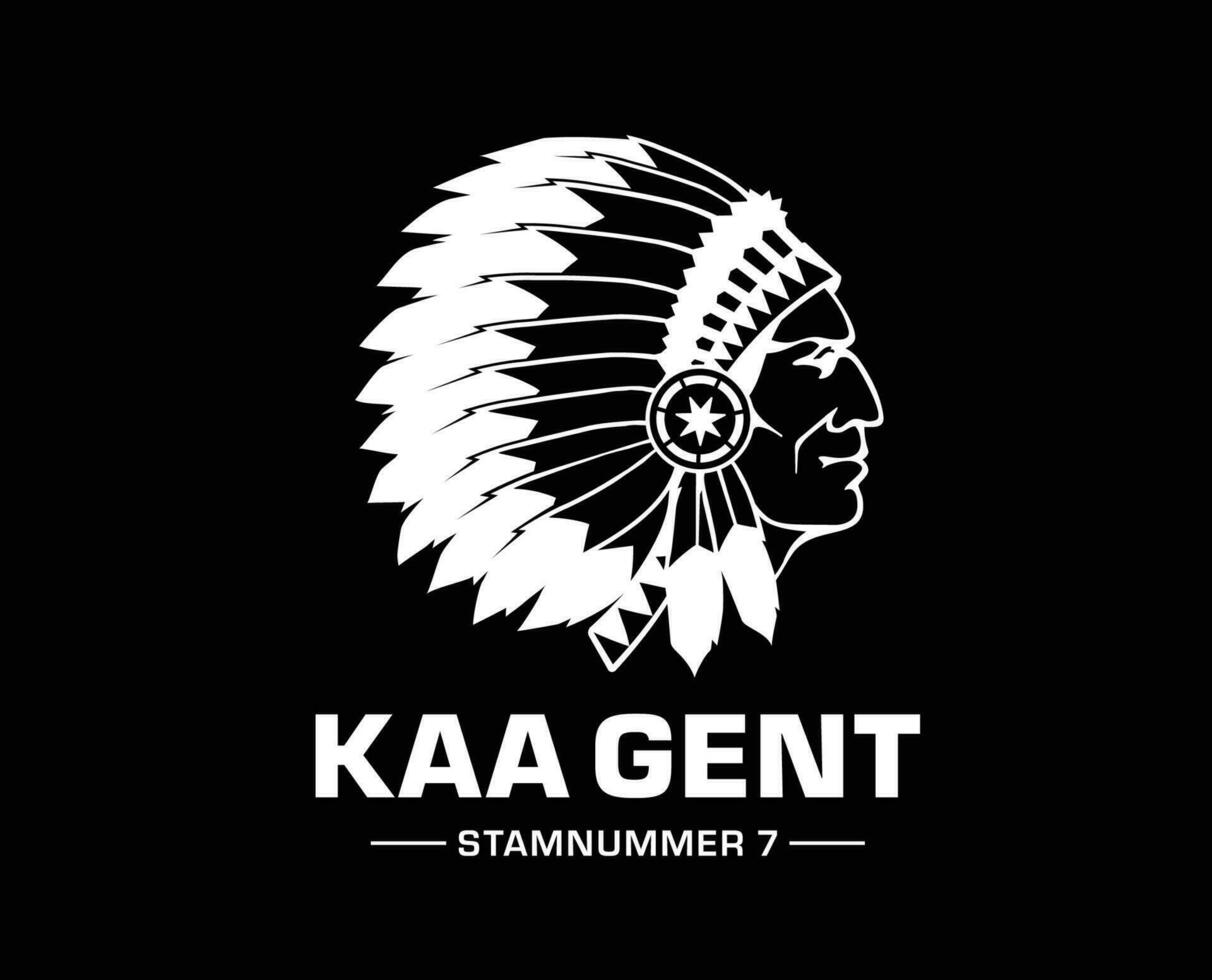 KAA Gent Club Logo Symbol White Belgium League Football Abstract Design Vector Illustration With Black Background