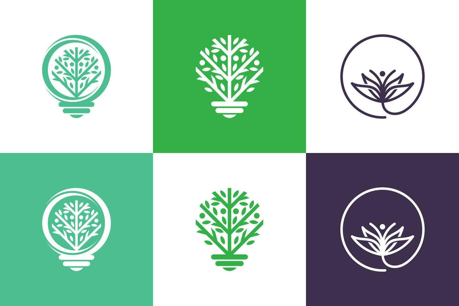 Set of nature and tree logo design vector with creative element concept