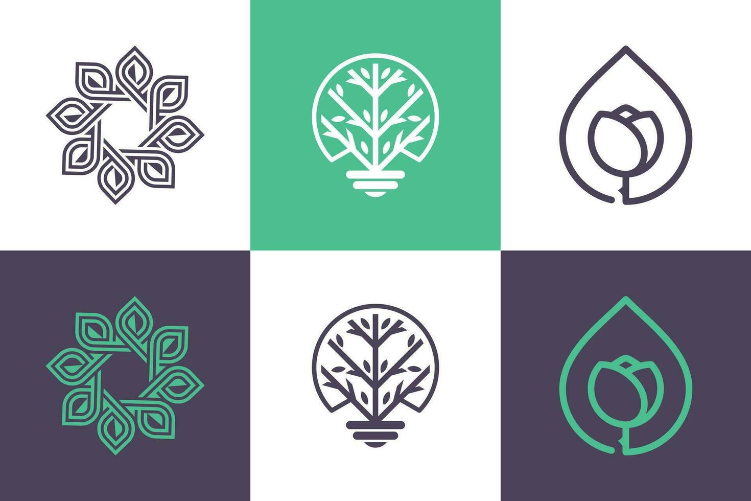Set of nature and tree logo design vector with creative element concept