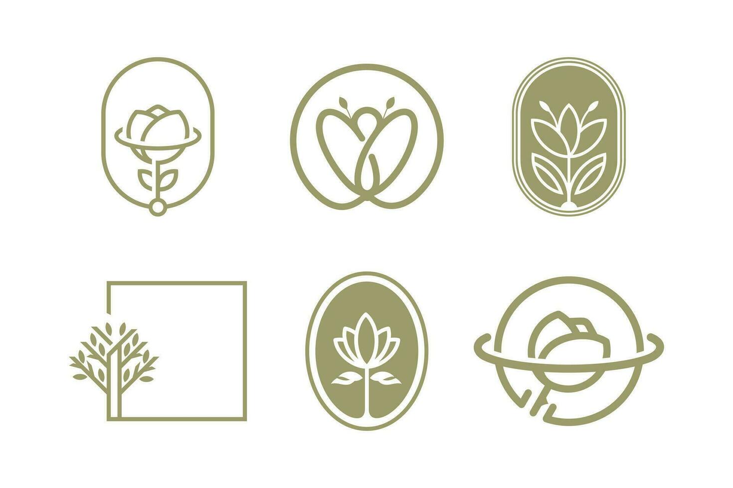 Set of nature and tree logo design vector with creative element concept