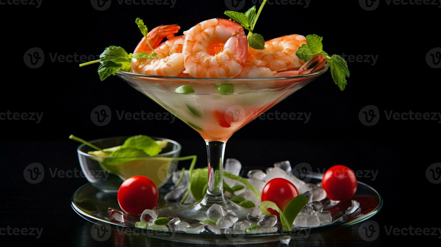 Photo of Prawn Cocktail as a dish in a high-end restaurant. Generative AI