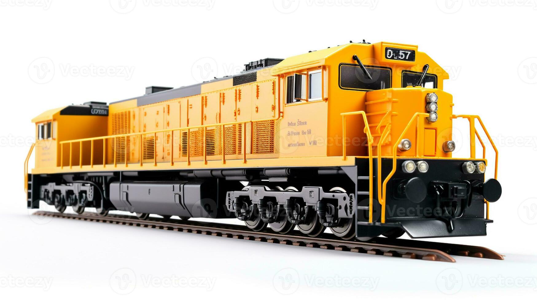Displaying a 3D miniature Diesel Locomotive. Generative AI photo