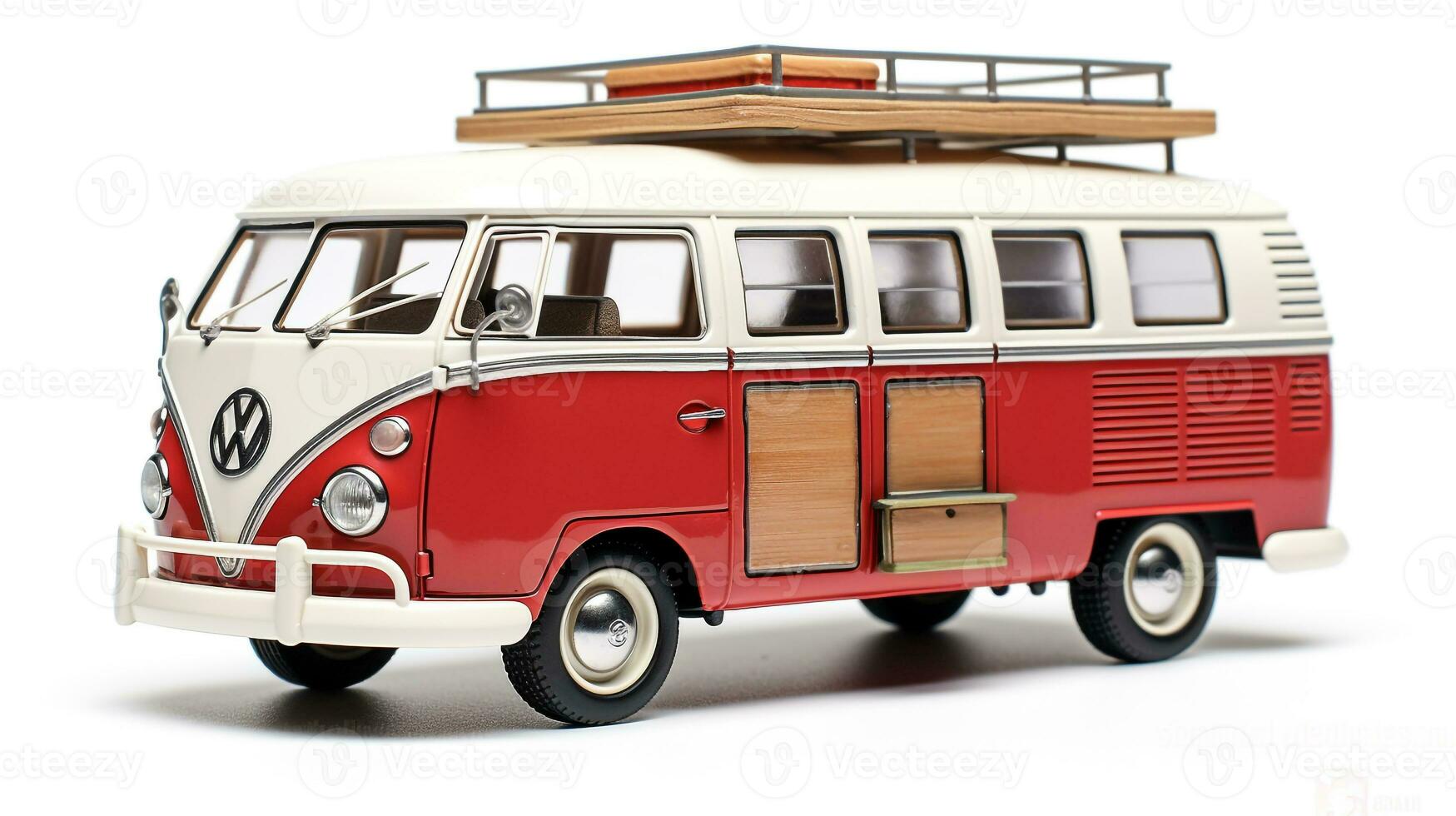 Displaying a 3D miniature Camper Van. Generative AI photo