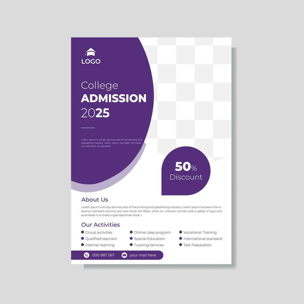 Modern professional college admission flyer design template. vector