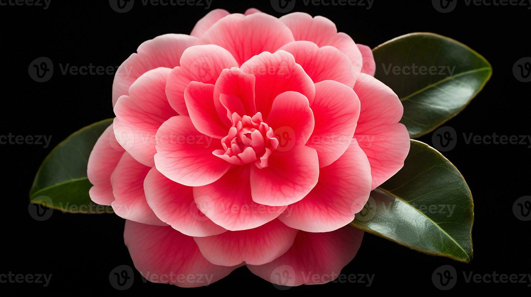 Photo of beautiful Camellia flower isolated on white background. Generative AI