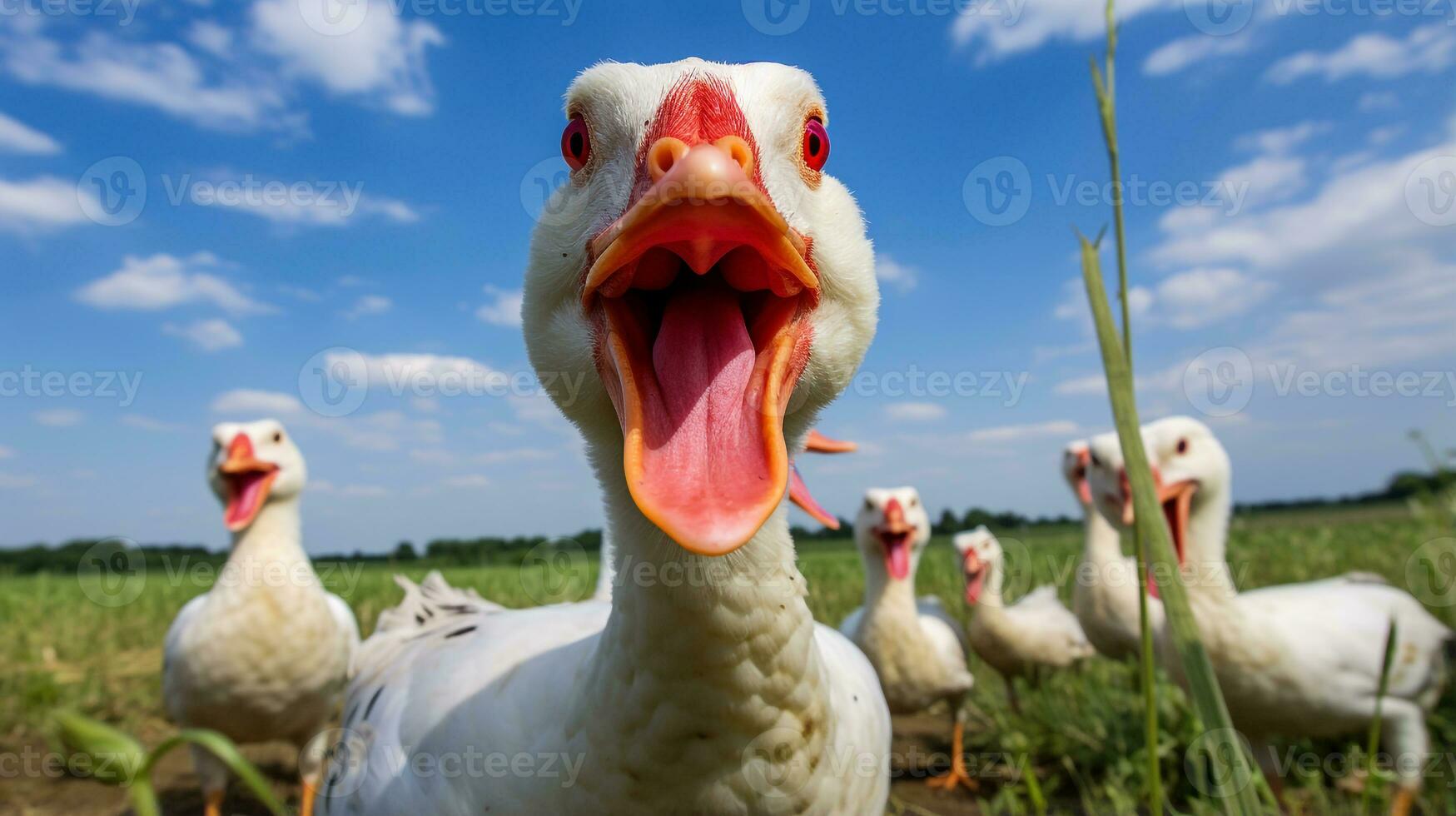 Photo of a Muscovy Duck in the Farmland. Generative AI