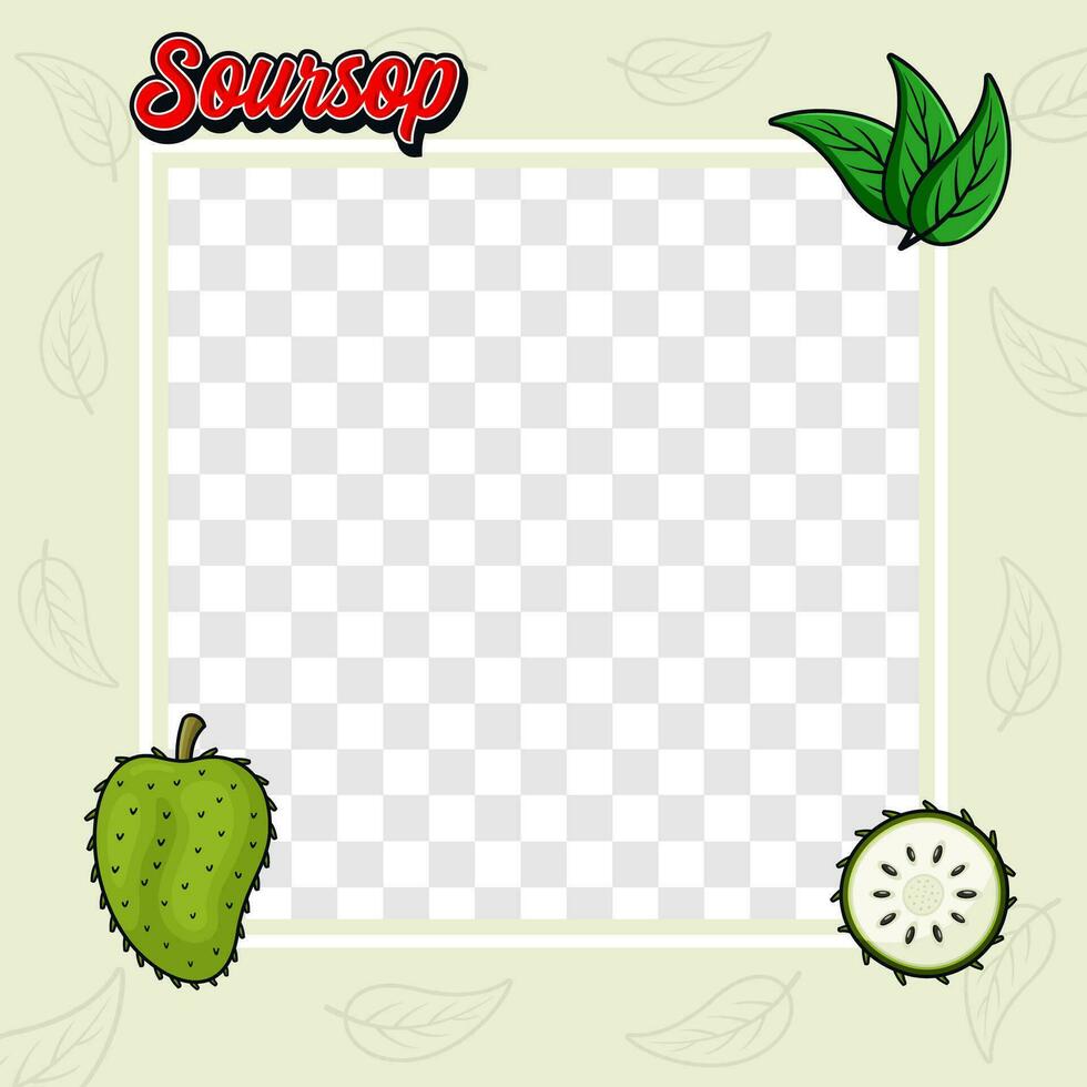 Soursop fruit photo frame cover background design vector