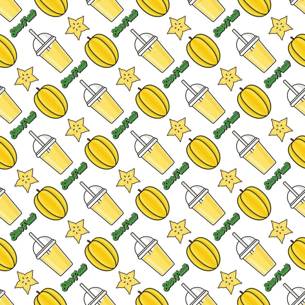 Star fruit juice seamless pattern background illustration vector