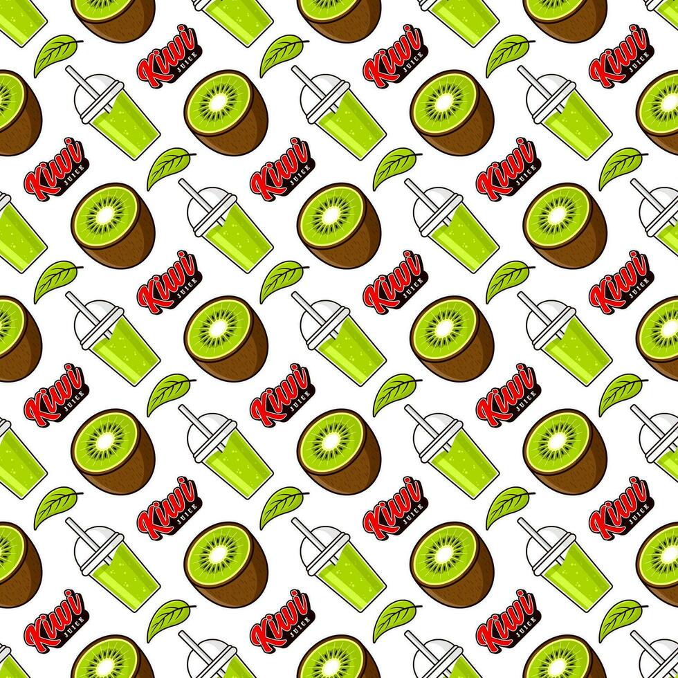 Kiwi fruit juice seamless pattern background illustration vector