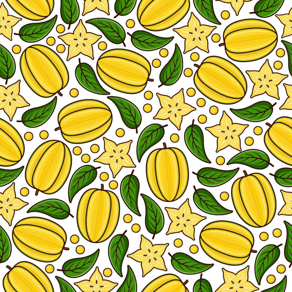 Star fruit seamless pattern background illustration vector