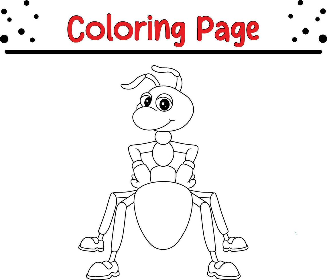 Cute Ant Animal coloring page illustration vector. For kids coloring book. vector