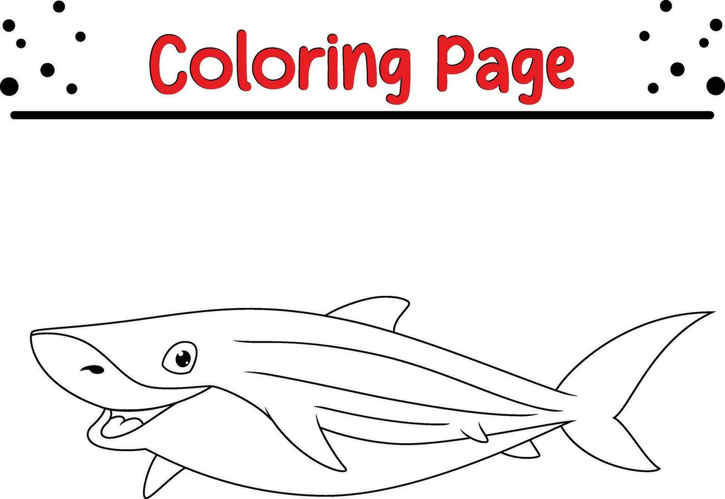 Shark Coloring Page for children. Black and white vector illustration for coloring book