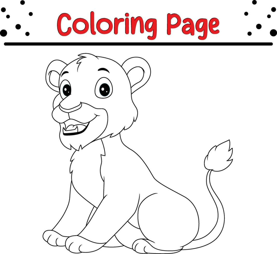 linda león animal colorante página ilustración vector. para niños colorante libro. vector
