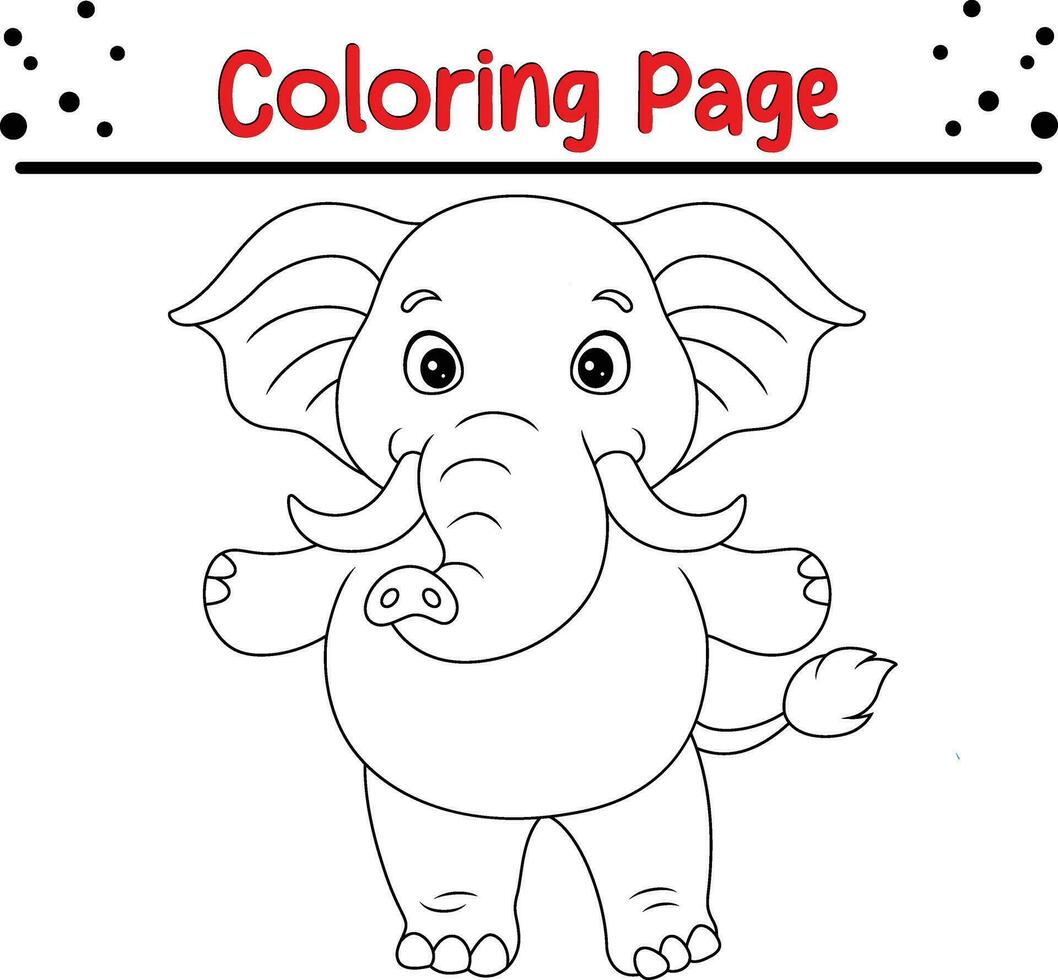 Cute Elephant cartoon coloring page. Animal illustration vector. For kids coloring book. vector