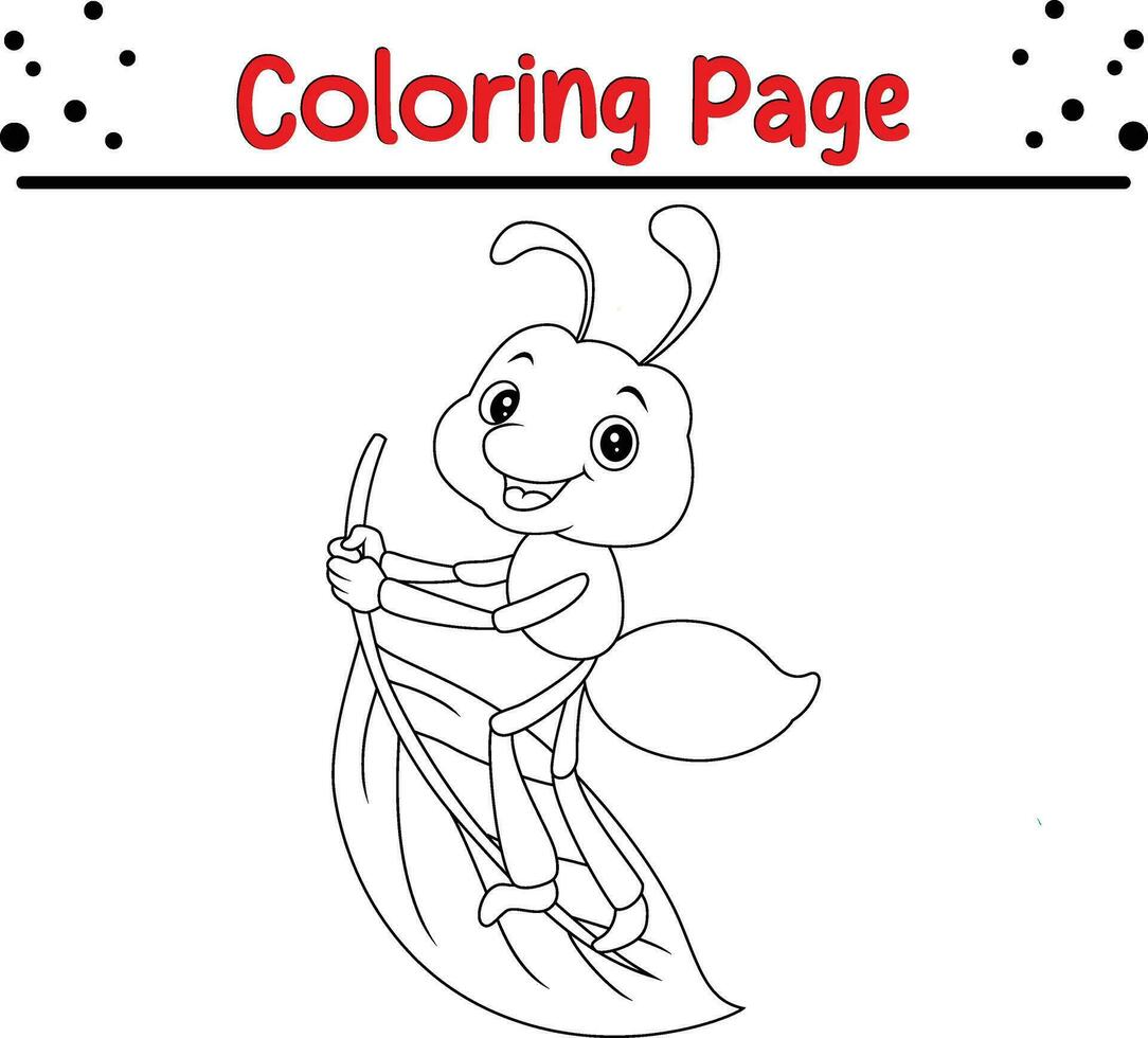 Cute Ant cartoon coloring page. Animal illustration vector. For kids coloring book. vector